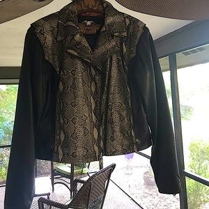 Harley Davidson Black and Python Snakeskin Leather Jacket - Women’s size Medium